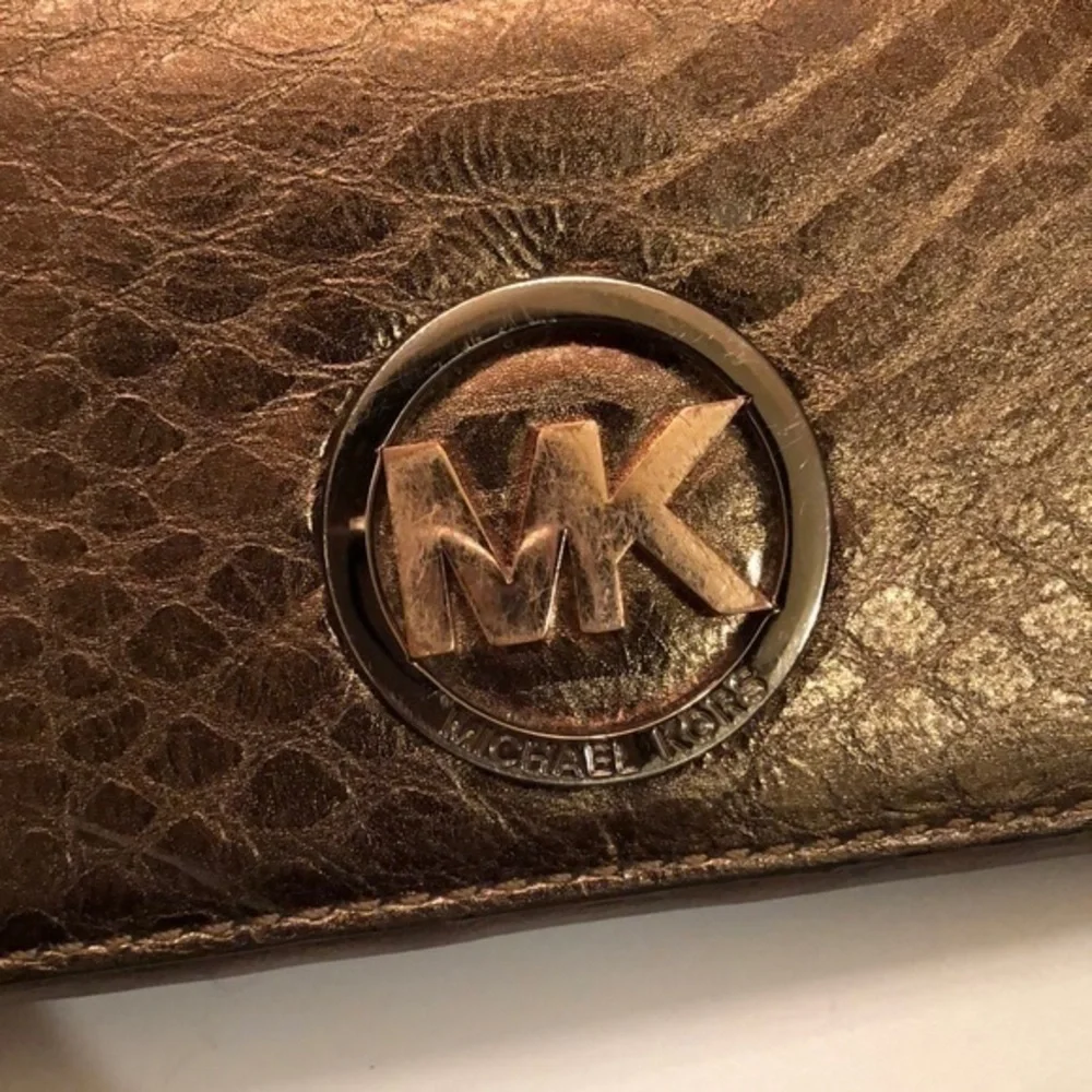 Michael kors brown metallic leather wallet